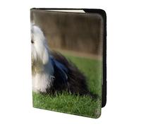 YUNWEIKEJI Vecchio cane pastore inglese, Porta passaporto da viaggio in pelle PU Custodia per passaporto Copertine per passaporto da 5,5 pollici