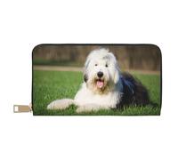 YUNWEIKEJI Vecchio cane pastore inglese, Portafogli Portafogli di grande capacità Porta carte di credito Portafoglio in pelle in microfibra