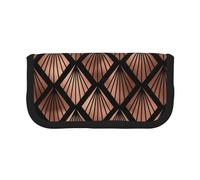 YUNWEIKEJI Ventagli Art Déco in oro rosa su nero, Astuccio per matite, Astuccio per matite in tela Astuccio per penne a matita di grande capacità