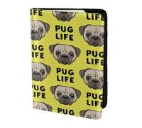 YUNWEIKEJI Vita da carlino Faccia carina da carlino giallo, Porta passaporto da viaggio in pelle PU Custodia per passaporto Copertine per passaporto da 5,5 pollici