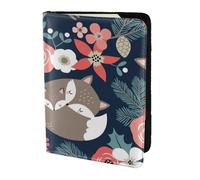 YUNWEIKEJI Volpe Animale Fiore Lunedì E Figlia Figlio, Porta passaporto da viaggio in pelle PU Custodia per passaporto Copertine per passaporto da 5,5 pollici