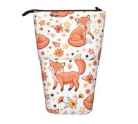 YUNWEIKEJI Volpi rosse simpatico cartone animato, Astuccio telescopico, Portapenne con cerniera Astuccio per trucco Astuccio per matite Astuccio per penne