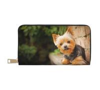 YUNWEIKEJI Yorkshire Terrier Bokeh Cani carini Yorkie da parete, Portafogli Portafogli di grande capacità Porta carte di credito Portafoglio in pelle in microfibra