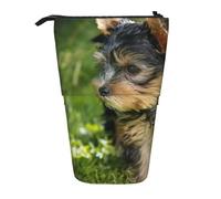 YUNWEIKEJI Yorkshire Terrier Erba Verde Yorkie Cani Carini, Astuccio telescopico, Portapenne con cerniera Astuccio per trucco Astuccio per matite Astuccio per penne