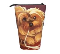 YUNWEIKEJI Yorkshire Terrier mangia le tagliatelle cane carino, Astuccio telescopico, Portapenne con cerniera Astuccio per trucco Astuccio per matite Astuccio per penne