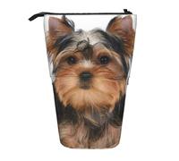 YUNWEIKEJI Yorkshire Terrier si trova su bianco, Astuccio telescopico, Portapenne con cerniera Astuccio per trucco Astuccio per matite Astuccio per penne