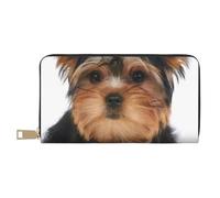 YUNWEIKEJI Yorkshire Terrier si trova su bianco, Portafogli Portafogli di grande capacità Porta carte di credito Portafoglio in pelle in microfibra