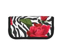YUNWEIKEJI Zebra animale fiore rosso, Astuccio per matite, Astuccio per matite in tela Astuccio per penne a matita di grande capacità