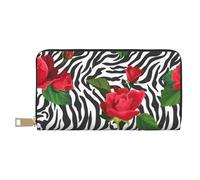 YUNWEIKEJI Zebra animale fiore rosso, Portafogli Portafogli di grande capacità Porta carte di credito Portafoglio in pelle in microfibra