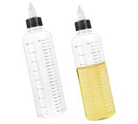 YUNXCNA Bottiglia da 250ml, 2 Pezzi Bottiglia Dosatrice, Bottiglia Dispenser Trasparente con Graduazione, Bottiglia di Plastica per Olio da Spremere con Tappo a Vite, per Ketchup, Olio