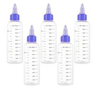 YUNXCNA Bottiglia da Spremere, 5 Pezzi 100ml Bottiglie di Plastica Riutilizzabili da Spremere, Flacone Dosatore Graduato con Tappo a Vite, per Oli, Gel, Colla, Colore(Coperchio Viola)
