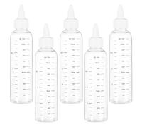 YUNXCNA Bottiglia da Spremere, 5 Pezzi 110ml Flacone Dosatore Graduato con Tappo a Vite, Bottiglia D'olio Graduata Flacone Applicatore, per Oli, Emulsioni, Gel(Coperchio Bianco)