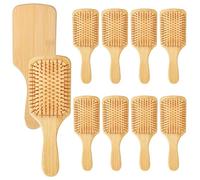 Yunxiao88 10 spazzole per capelli in bambù, setole rotonde in bambù, spazzola districante leggera e antistatica, per donne, uomini e bambini, stimola la crescita dei capelli