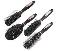 Yunxiao88 Confezione di 4 strumenti antistatici per capelli, per donne, uomini e bambini: pettine ovale, spazzola rotonda con sfiato, spazzola districante per capelli bagnati/asciutti massaggi e