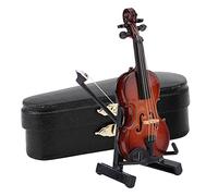 Yunxwd Modello in legno di violino in miniatura da 8 cm con custodia e arco, accessori per la casa modello mini strumento musicale decorazione regalo