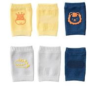 YUNYAN 3 paia di ginocchiere antiscivolo per bambini, con punti in gomma, antiscivolo, per gattonare, giallo, grigio, blu, L