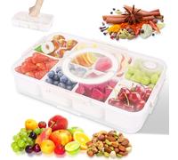 YUNYODA Contenitore per snack con 8 scomparti, con coperchio e timer per catturare il tempo di conservazione, con manico per caramelle, frutta, biscotti, dolci, verdure, noci
