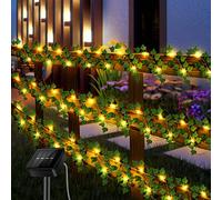 YUNYODA Solare Ghirlanda Luminosa di Edera Esterno, 8M 80 LED Solari Luci a Corda Piante Artificiali, Impermeabile Luci Stringa Solari di Edera per Matrimoni Terrazze Giardini Decorazione da Parete