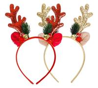 YUNYU 2 cerchietti natalizi con corna di renna, per adulti e bambini, accessorio per feste di Natale e feste in famiglia