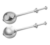 YUNYU 2 colini da tè con manico telescopico, un colino da tè a foro intero e un colino da tè a mezzo foro per una versatile infusione del tè sfuso, facile da usare e pulire