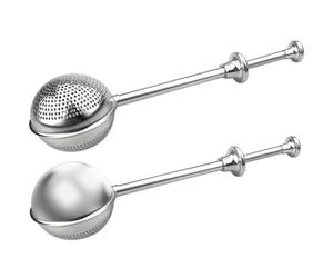 YUNYU 2 colini da tè con manico telescopico, un colino da tè a foro intero e un colino da tè a mezzo foro per una versatile infusione del tè sfuso, facile da usare e pulire