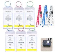 YUNYU 6 porta etichette per bagagli da crociera e 3 cordini con custodie per carte, accessori da viaggio in PVC impermeabile per valigie, navi e crociere essenziali