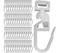 YUNYU 60 ganci scorrevoli per tende, universali, in plastica, 34 mm, per roulotte, camper e binari per tende di casa, set di accessori (bianco)