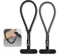 YUNYU Catena corta per cellulare, 2 pezzi, antiscivolo, corta, con 2 moschettoni, cinghia da polso universale per smartphone, fotocamera, chiavi, colore nero, ferroso, taglia