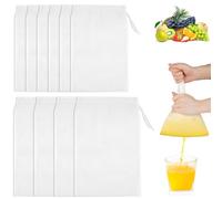 YUNYU Confezione da 10 panni riutilizzabili per formaggio e sacchetti per latte di noci, 6 pezzi da 30 x 20 cm + 4 sacchetti filtranti da 35 x 25 cm a rete fine con coulisse, lavabili per spremere