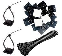 YUNYU Confezione da 200 fascette fermacavi autoadesive, 20 x 20 mm, colore nero, per la gestione dei cavi di casa e ufficio