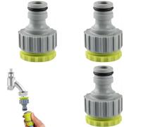 YUNYU Confezione da 3 connettori per rubinetto per tubo da giardino, adattatore filettato BSP da 1/2" e 3/4", raccordi per tubo dell'acqua in plastica resistente con guarnizione a prova di perdite