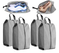 YUNYU Confezione da 4 borse per scarpe impermeabili per viaggi e stoccaggio, in tessuto Oxford resistente, con cerniera, 39 x 19 x 15 cm, grigio (antipolvere, riutilizzabili), Grigio, alla moda