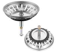 YUNYU Filtro per lavello da cucina regolabile da 82 mm e tappo, filtro in metallo resistente alla ruggine, con vite da 30 mm, ricambio universale per scarichi standard