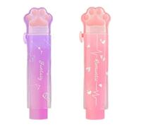 YUNYU Gomma retrattile - Gomme a forma di zampa di gatto in rosa e viola, set di 2 per attività di scrittura dei bambini, divertente e pratico materiale scolastico