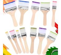 YUNYU - Set di 12 pennelli piatti in nylon con manici in legno, setole elastiche e resistenti, per acquerelli, guazzo, olio e pittura acrilica