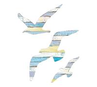 YUNYU Set di 3 decorazioni da parete in legno con gabbiano costiero per interni a tema spiaggia, sculture nautiche per soggiorno, accenti per la casa ispirati all'oceano