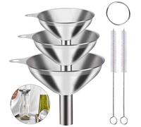 YUNYU Set di 3 imbuto in acciaio inox con spazzole e anello a clip, piccolo imbuto da cucina per trasferire marmellate e oli da cucina, lavabile in lavastoviglie