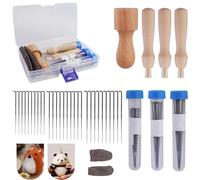 YUNYU Set di 35 aghi per infeltrimento, kit di 3 dimensioni con manici ergonomici in legno, strumenti completi per lavori in lana per principianti e professionisti (accessori per lavori artistici in
