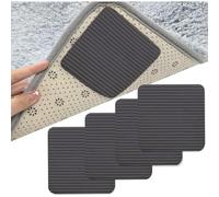 YUNYU Set di 4 tappetini antiscivolo e lavabili neri per tappeti, divani, 100 x 100 x 2 mm, riutilizzabili, senza residui, per tappeti interni e sicurezza sul pavimento