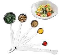 YUNYU Set di 5 misurini in acciaio inox con righello, utensili da cucina per ingredienti secchi e liquidi, marcature chiare e design durevole (essenziali per cucina/cucina)