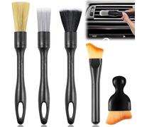YUNYU Set di 5 spazzole per dettagli auto, setole ultra morbide per la pulizia interna dell'auto e dettagli esterni, kit di strumenti per la rimozione della polvere delicata per cruscotto, prese