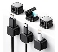 YUNYU Set di 6 supporti magnetici per cavi | clip autoadesive per cavi da 0 a 7,5 mm | Set di gestione dei cavi per scrivania, auto, appartamento (nero)