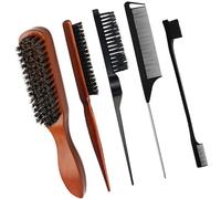 YUNYU Slick Back - Set di spazzole per capelli con setole di cinghiale, per capelli spessi, ricci e danneggiati, perfetti per acconciare, districare e look eleganti (uomini e donne, cura della barba e