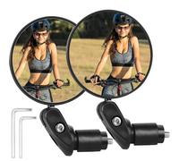 YUNYU Specchietto per bicicletta (confezione da 2) - Diametro 7 cm, lunghezza 14 cm con rotazione a 360°, robusto e universale supporto per manubrio per una maggiore sicurezza su bici da città