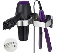 YUNYU Supporto per asciugacapelli e piastra da parete, autoadesivo, organizer da bagno per asciugacapelli e piastre, non richiede fori, robusto e salvaspazio