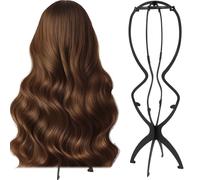 YUNYU Supporto regolabile per parrucche, altezza 50 cm, testa di visualizzazione in plastica per capelli lunghi, pieghevole, confezione da 2, nero