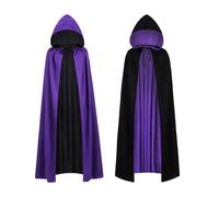 YUNZHISHIYE Mantello da Vampiro con Cappuccio di Halloween per Bambini, Mantello Medievale Unisex per Adulti, Festa A Tema Halloween, Festa in Maschera di Streghe (Nero viola140CM)
