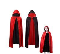YUNZHISHIYE Mantello Da Vampiro Con Cappuccio Di Halloween Per Bambini, Mantello Medievale Unisex Per Adulti, Festa A Tema Halloween, Festa In Maschera Di Streghe (Nero rosso90CM)