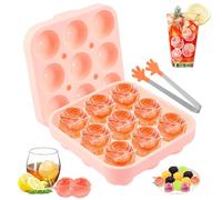 YUNZHISHIYE Stampo Ghiaccio Silicone,Vassoio Cubo di Ghiaccio in Silicone con Coperchio 9 cavità 3D Stampo Cubetto per Cocktail di Whisky (9 Pannelli Rosa)