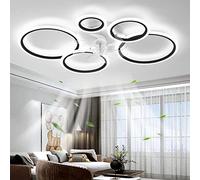 YUNZI Moderno Ventilatore da soffitto con illuminazione con telecomando, LED 72W Dimmerabile Ventilatore a soffitto, Lampada per Soggiorno Camera da letto Cucina, 6 velocità, Nero 100cm